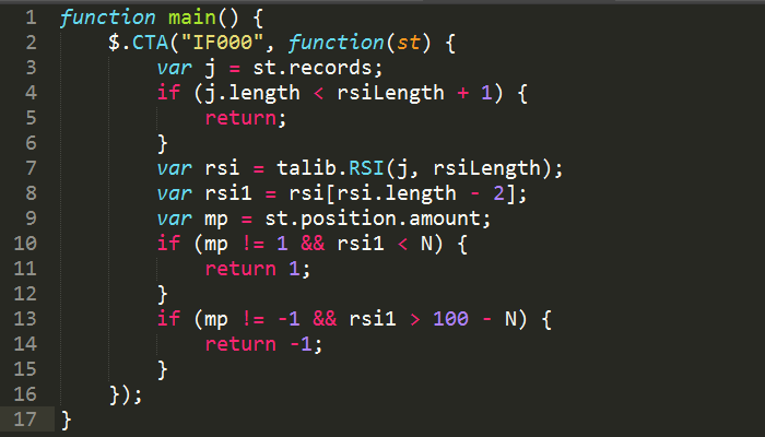 RSI 择时策略代码